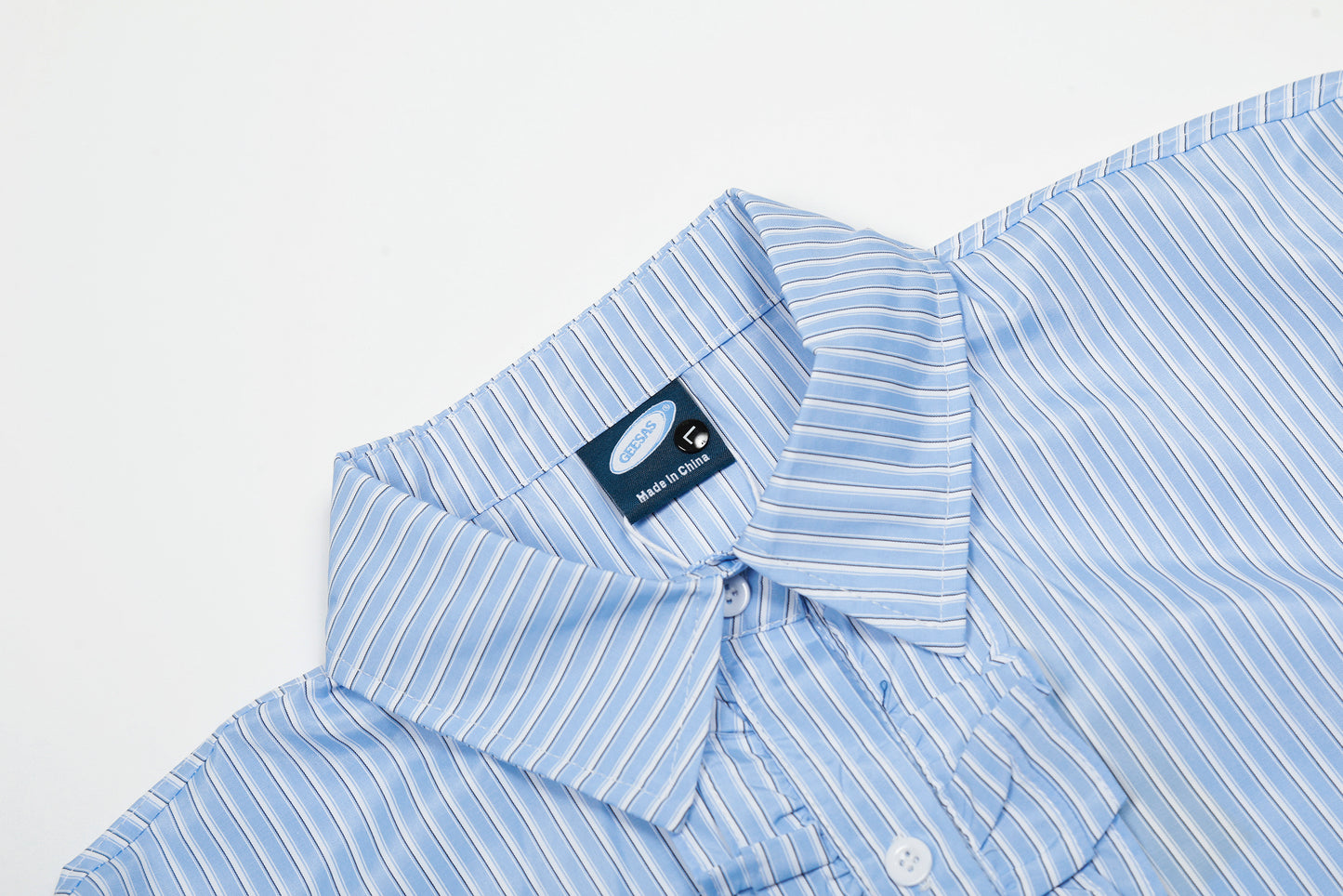 Ruffle Front Stripe Short Sleeve Shirt Oversized Button Down Feminine Casual Summer Top | Ruffle Stripe