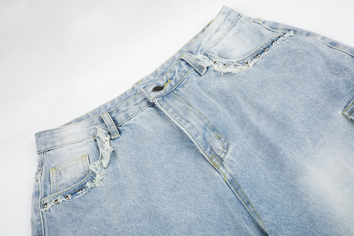 Women's Lace Trim Rhinestone Floral Cargo Wide Leg Jeans High Waist Light Wash Casual Streetwear Denim Pants