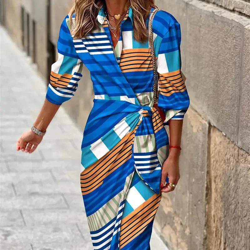 Amanda | Women’s Chic V-neck Wrap Shirt Dress - Seldom Seen Styles