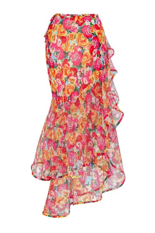 3D Floral Print Swimsuit & Skirt Set - Seldom Seen Styles