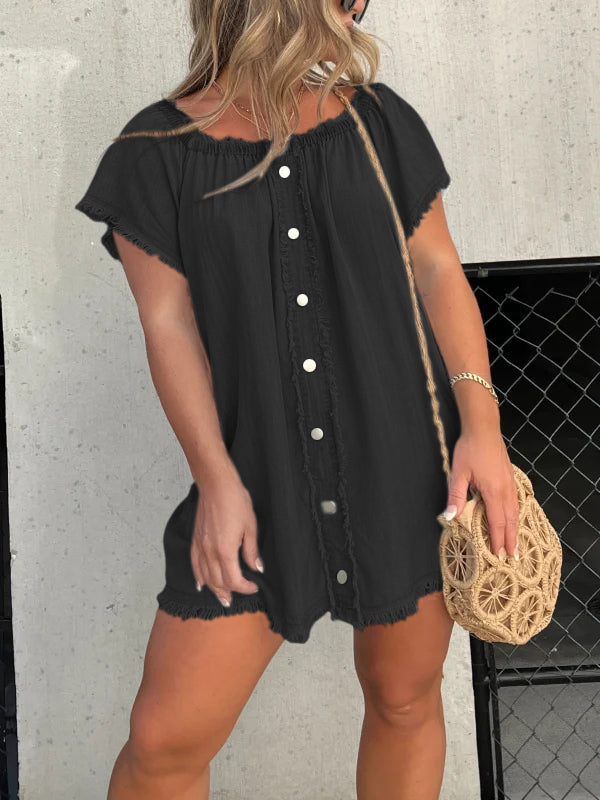 Chicbeautyy Short Sleeve Casual Denim Dress (Buy 2 Free Shipping)