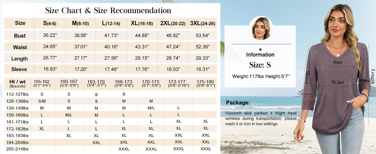 3/4 Length Sleeve Womens Tops Dressy Casual Blouses for Women 2025 Trendy V Neck T Shirts Summer Clothes - Seldom Seen Styles