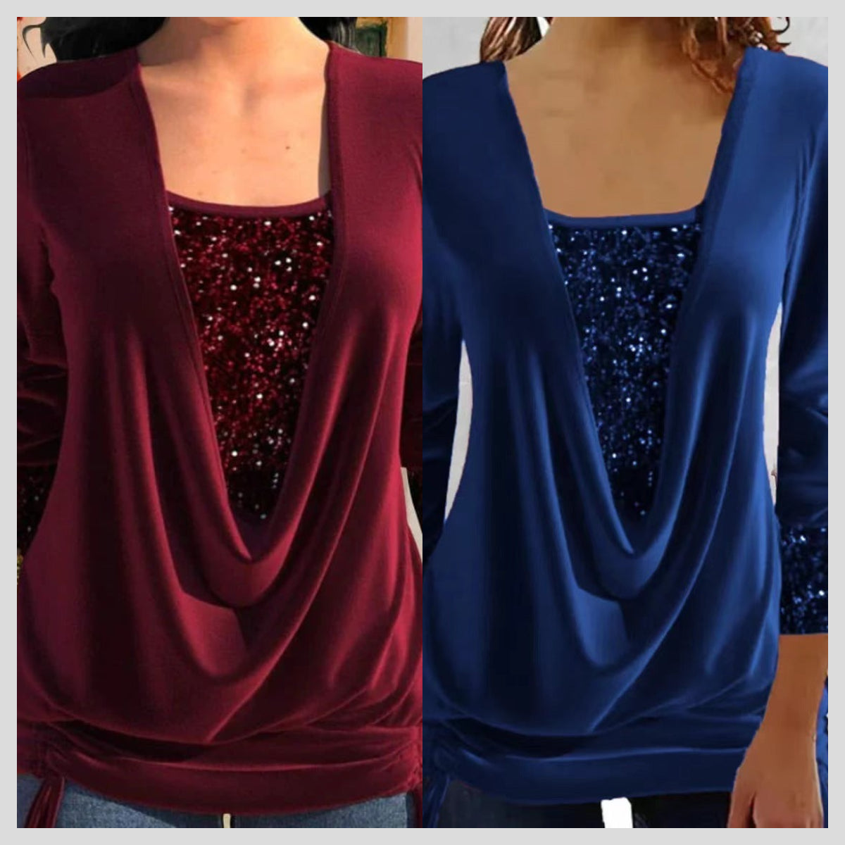 Damesshirt met lange mouwen en pailletten