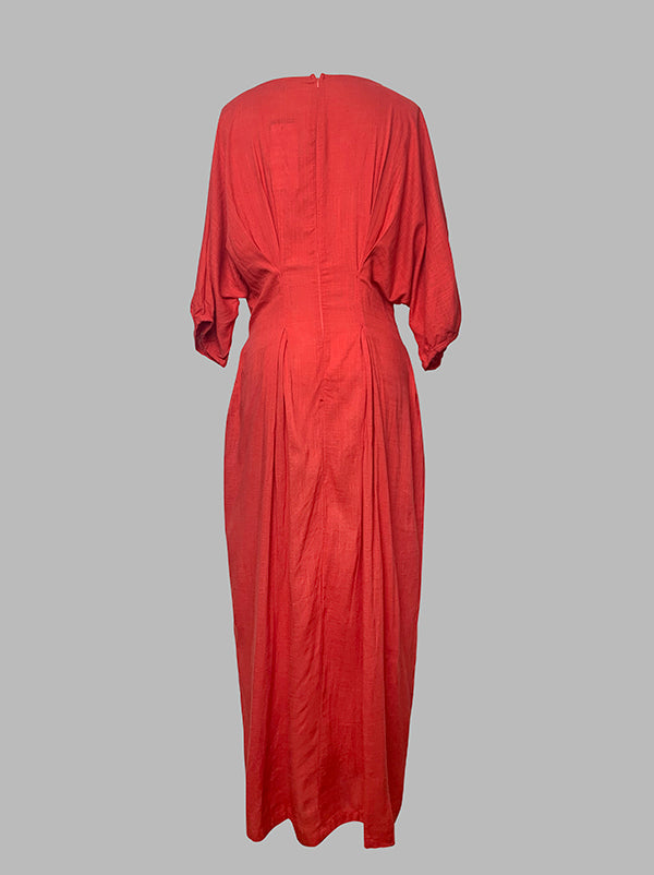 Half Sleeves Loose Solid Color Round-neck Maxi Dresses - Seldom Seen Styles