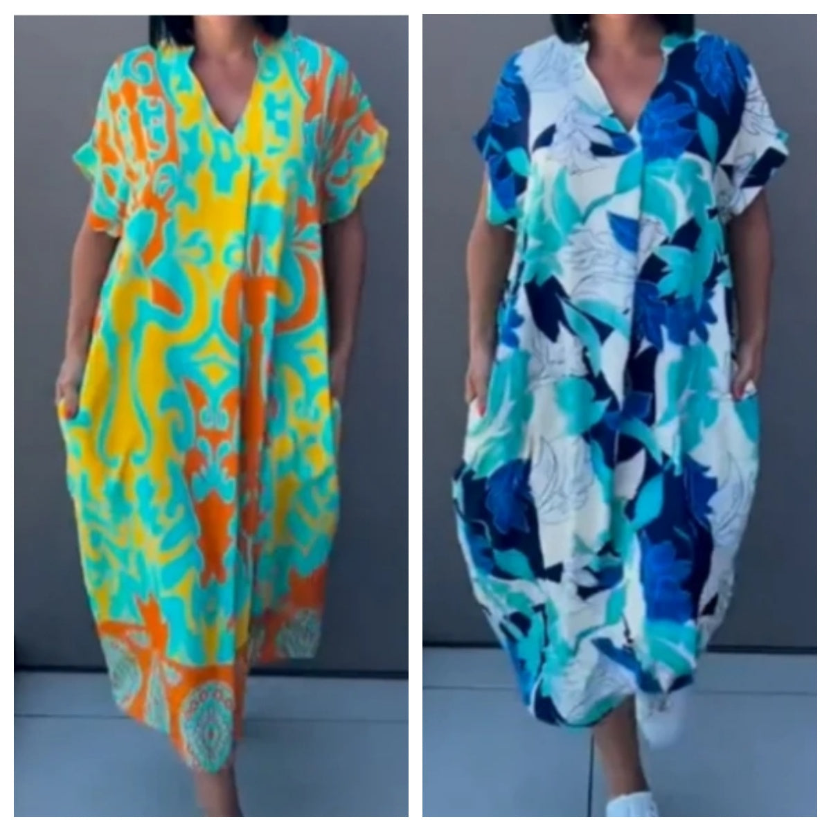 Dames casual elegante geprinte V-hals jurk