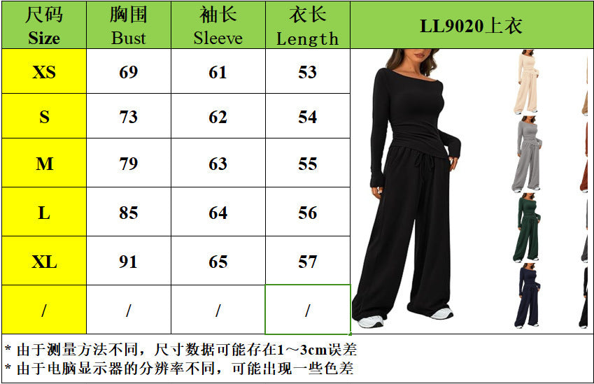 Women's 2-Piece Lounge Sets Asymmetrical Long Sleeve T Shirt Wide Leg Pants Casual Outfit Womenswear Tracksuit Basic Minimalist Clothing - Seldom Seen Styles