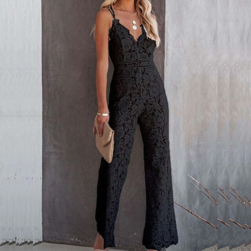 Lace Double Strap Jumpsuit - Seldom Seen Styles