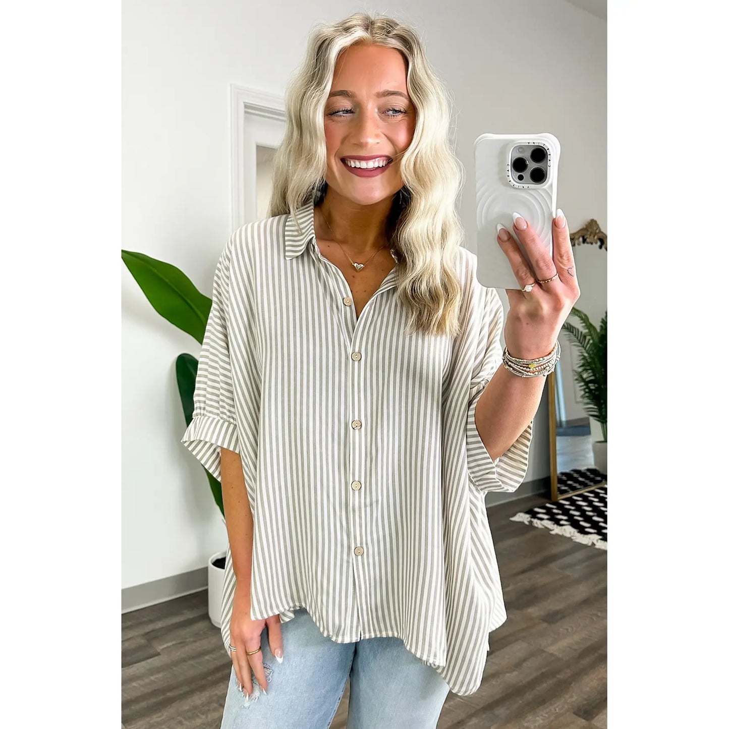 JoJo Striped Button Down Oversized Top - BACK IN STOCK - Seldom Seen Styles