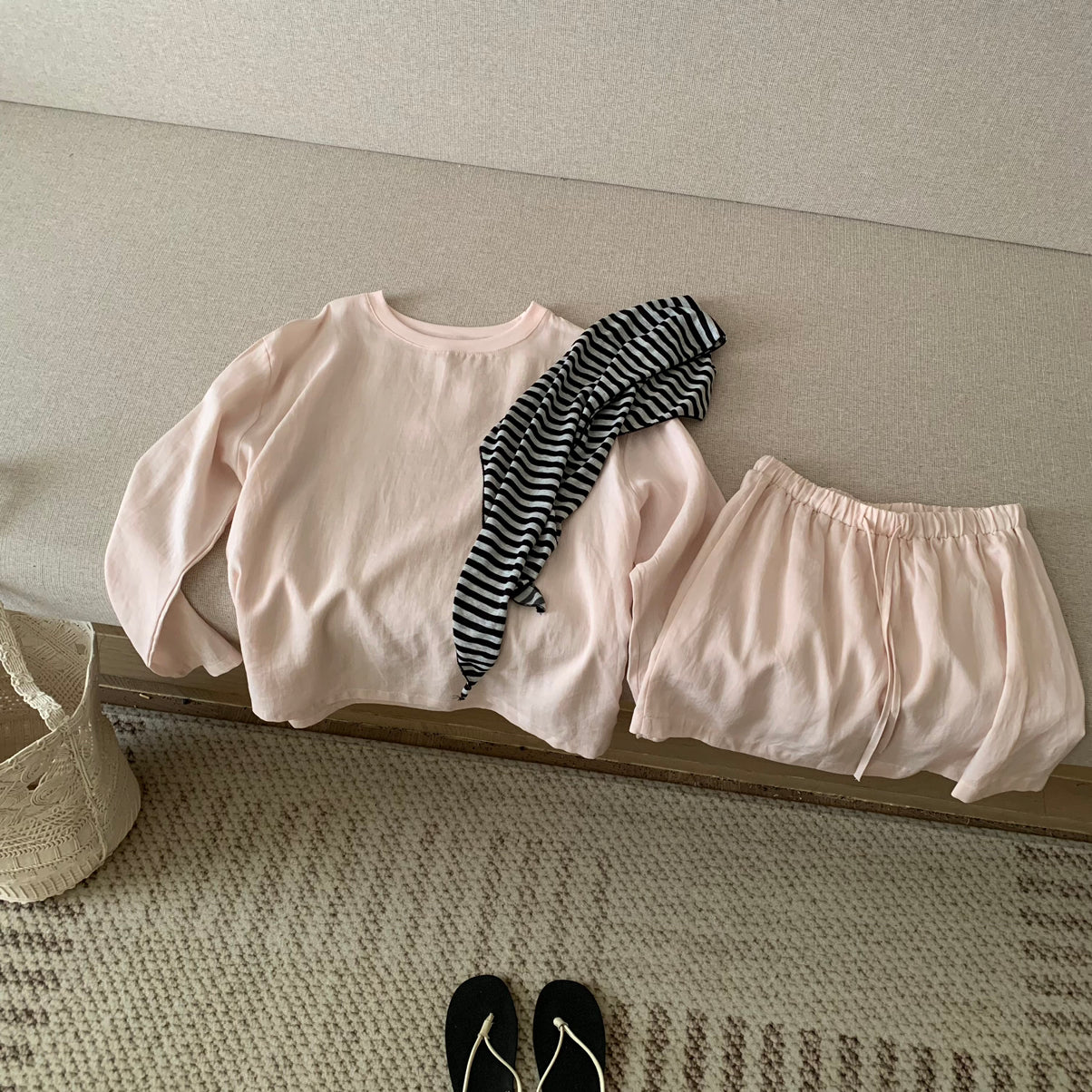 Women's Linen Blend Round Neck Long Sleeve Top Mini Skirt Set Boho Beach Vacation Summer Outfit