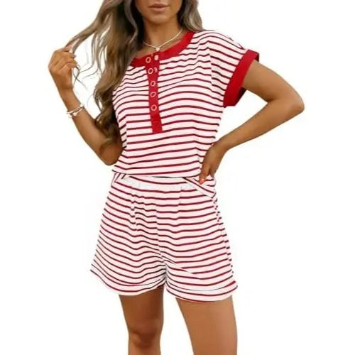 Fisoew Striped 2 Piece Outfits Casual Sweatshirt Skirt Set Long Sleeve Skort Workout Set Matching Lounge Sets Women's Matching Sets Women #Springtok #TikTokShopHolidayHaul #TikTokShopJumpstartSale Fabrics Elastic two piece set Elegance Shorts - Seldom Seen Styles