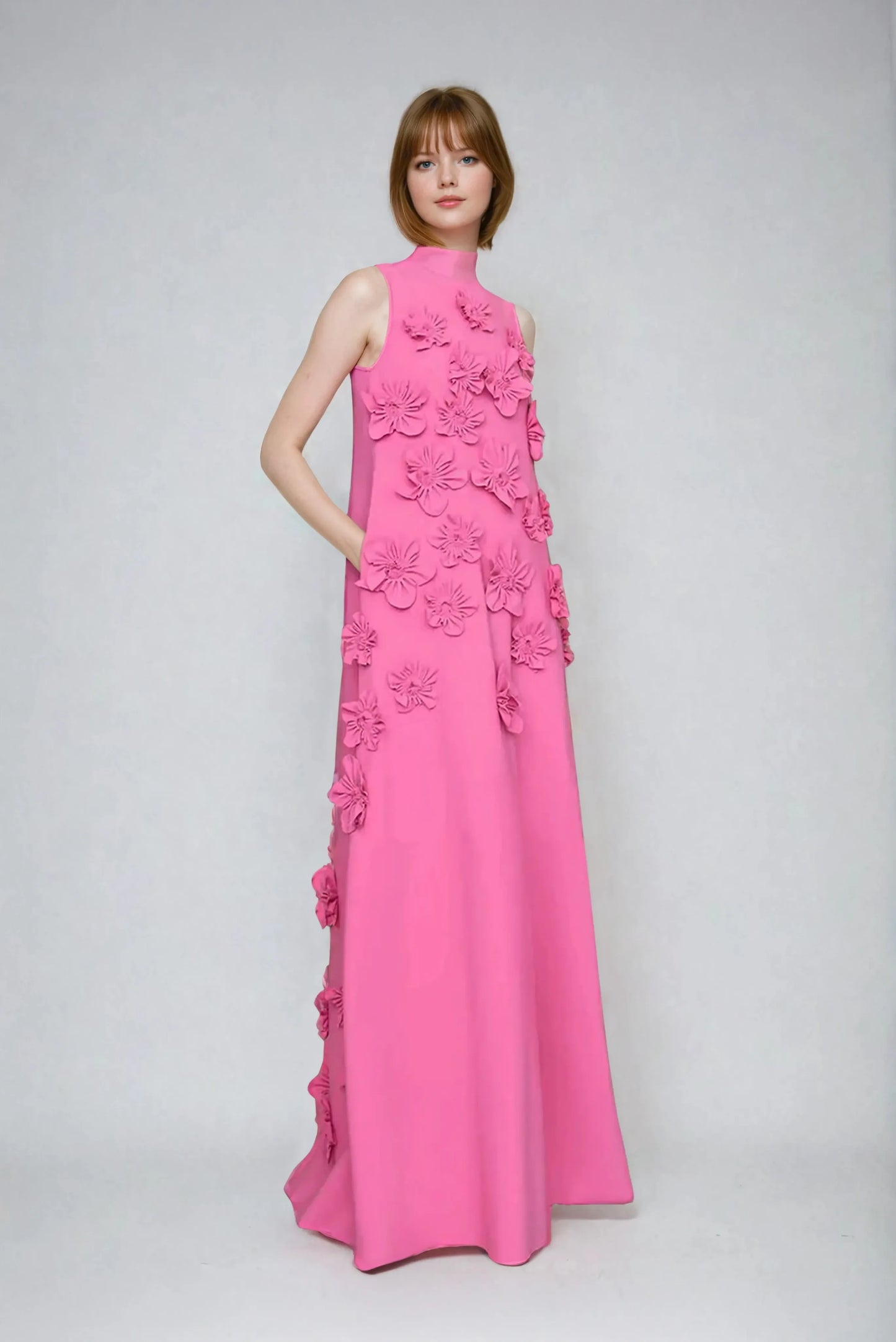 Women's Sleeveless Floral Embellished Maxi Dress Elegant Formal Gown Summer Wedding Guest Evening - Seldom Seen Styles