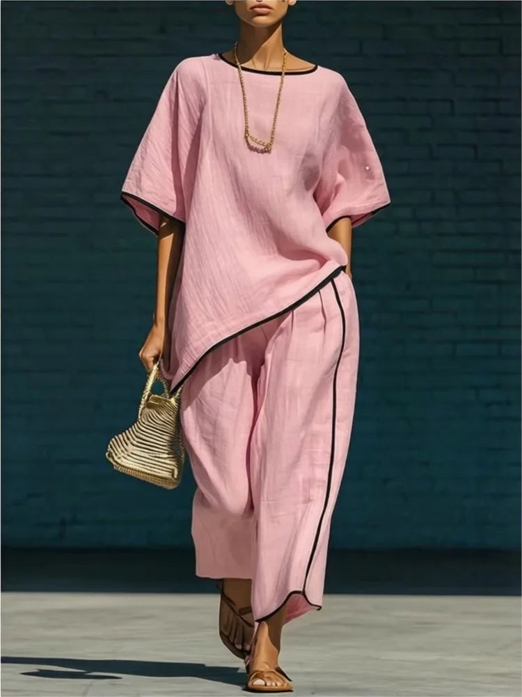Anila Linen Cropped Pant Set - Seldom Seen Styles