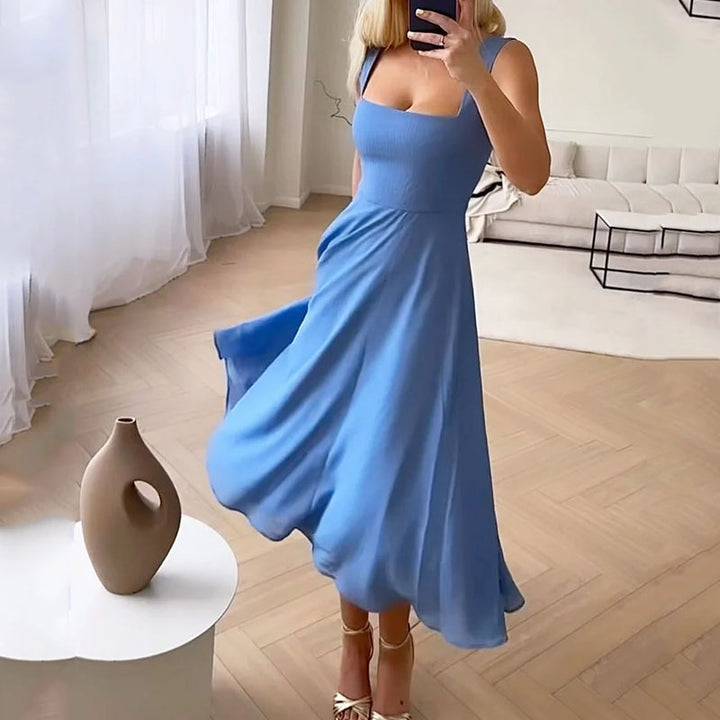 Asteria Women Wedding Guest Elegant Square Midi Dress - Seldom Seen Styles