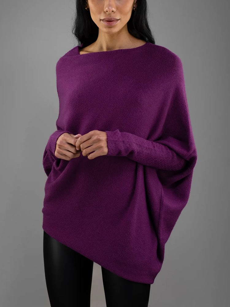Asymmetrical Off-Shoulder Draped Knit Sweater for Women - Seldom Seen Styles