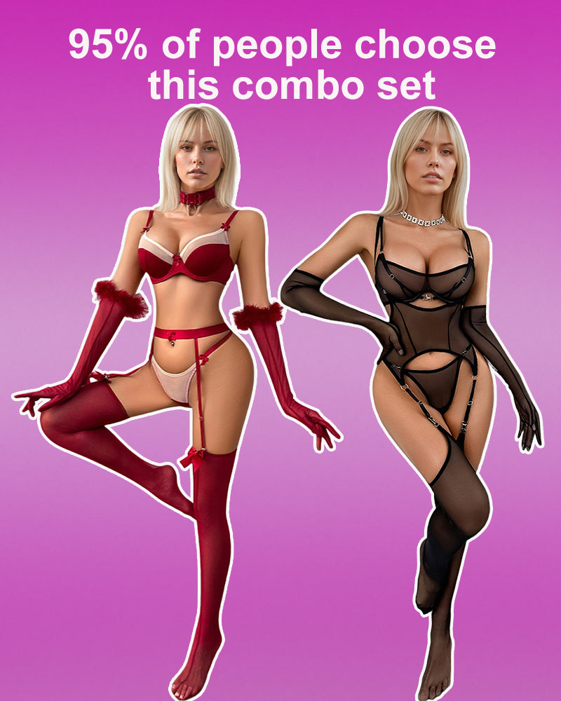 Mesh Shaping Body Set+Gloves+Stockings