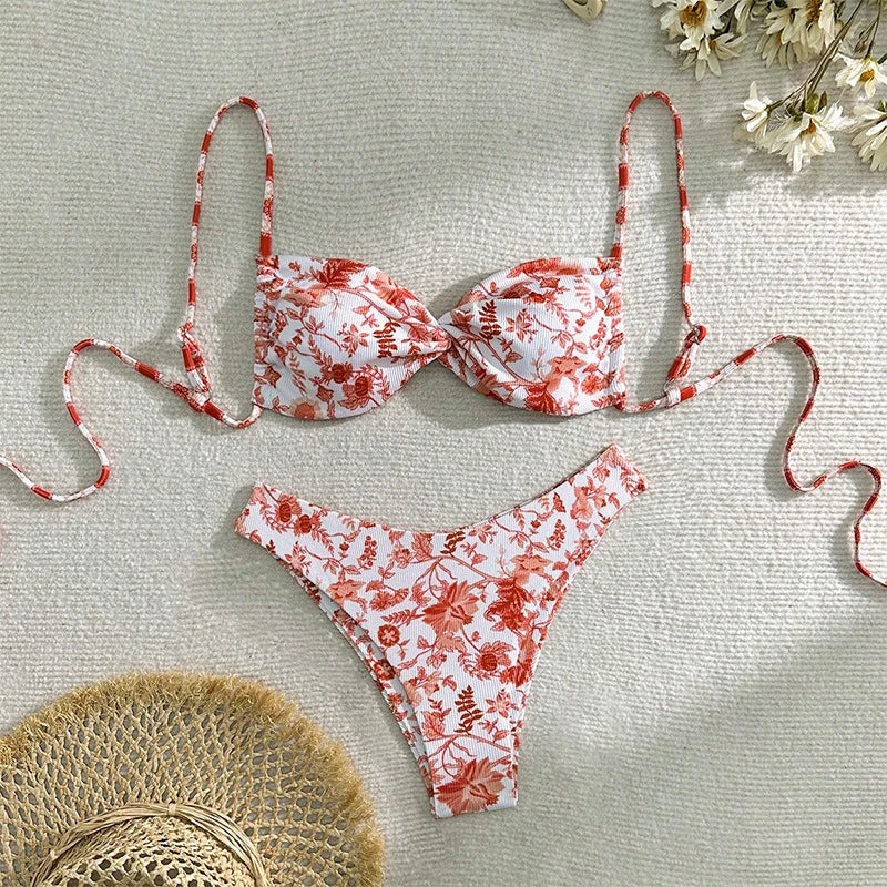 Cyflymder Sexy Bikini Set Women Swimsuit Print Bandage Sexy Beach Biquinis New Summer Swimwear Fashion Holiday Beachwear Bikini Set - Seldom Seen Styles