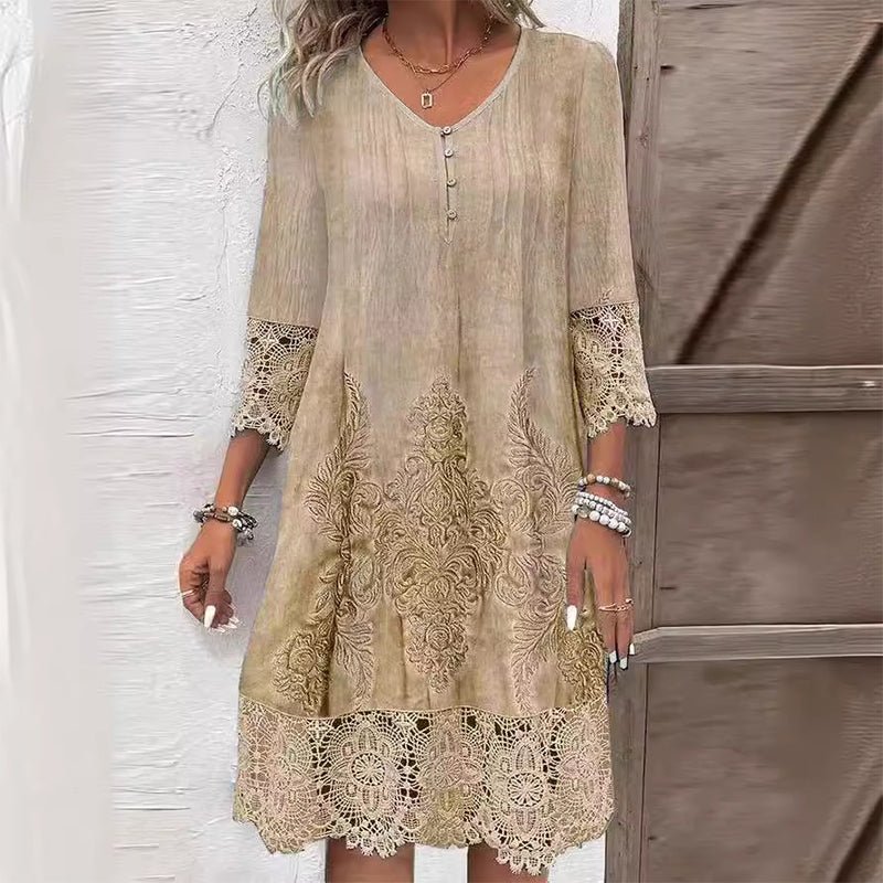 Elegant Floral-PrintAllover Midi-Silhouette-Embroidered Luxurious-Premium-Fabric With-Extremely-Delicate-Detailing Dress - Seldom Seen Styles