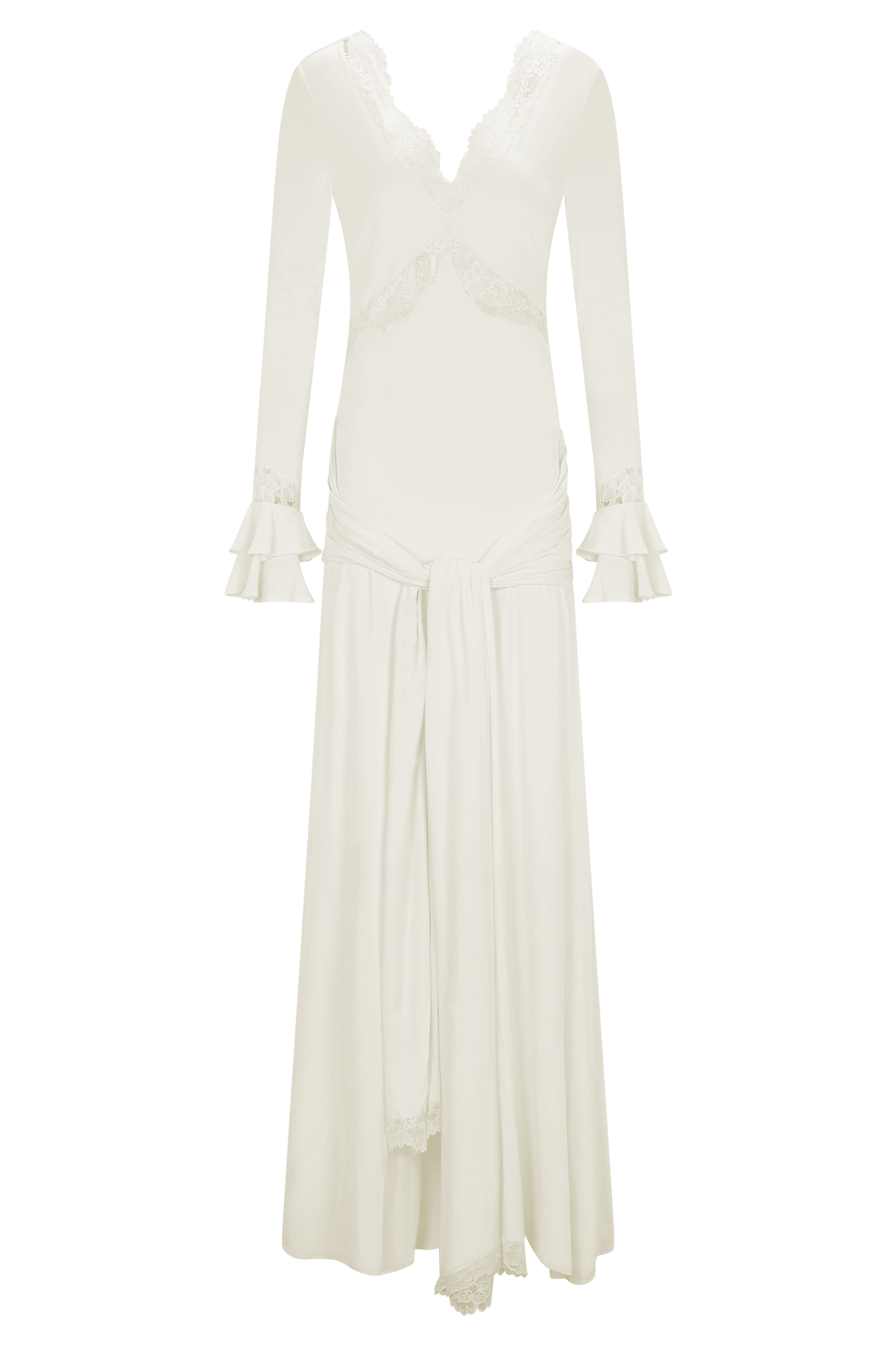 Electra Slinky Lace Maxi Dress - Ivory - Seldom Seen Styles