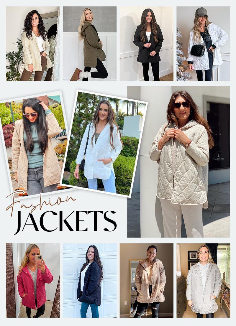 Jacket for Women Casual Fall Hooded Puffer Long Sleeve Button Oversized Lightweight Basic Winter Black Outerwear Comfort Coat Tops 2025 Womenswear Outfits - Seldom Seen Styles