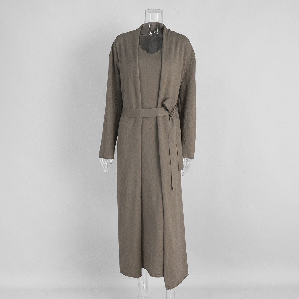 Knitted long-sleeved cardigan + suspender dress set autumn soft blouse set women - Seldom Seen Styles