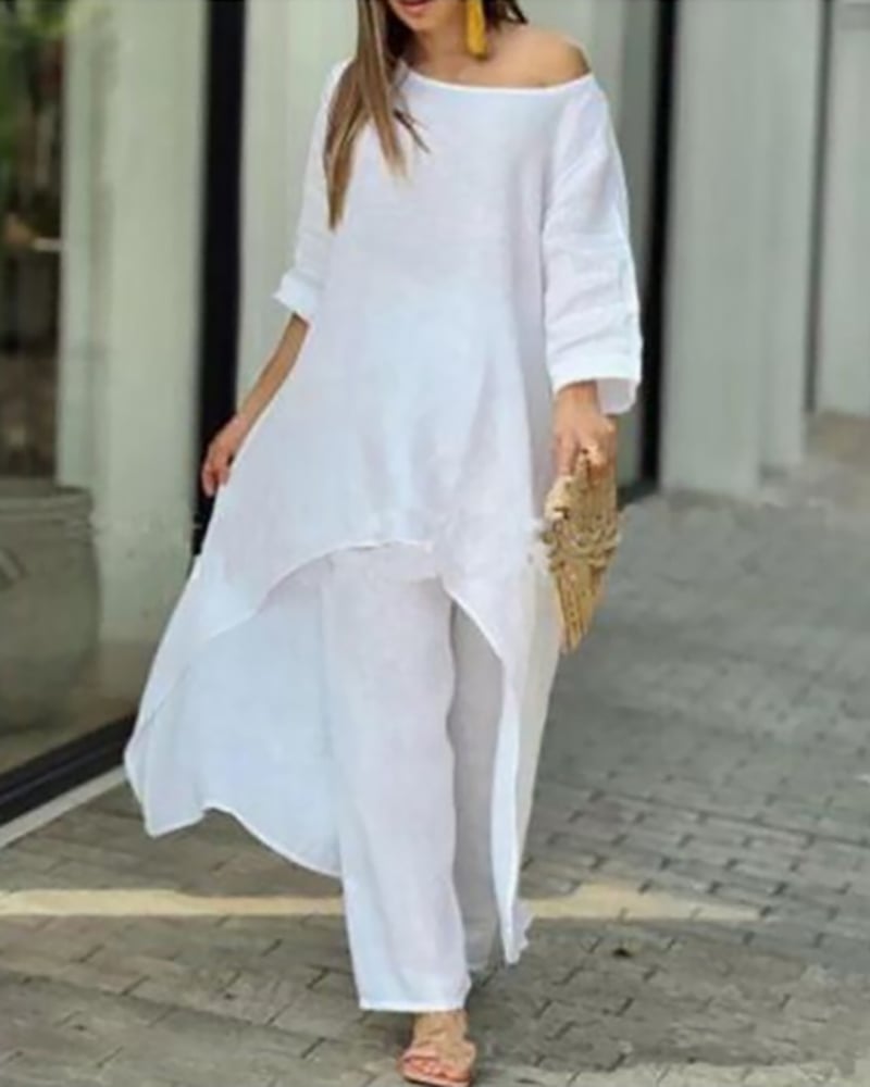 LYSAVINE – NATURAL LINEN TAILORED SET FOR WOMEN - Seldom Seen Styles