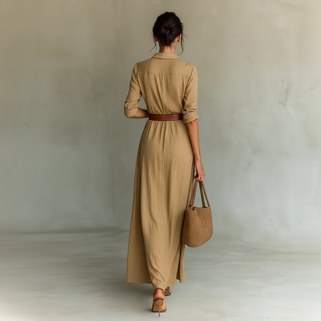 Lapel Wrap Modern Maxi Dress - Seldom Seen Styles