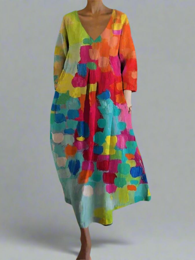 Women’s Colourful V-Neck Casual Flowy Summer Dresses - Seldom Seen Styles