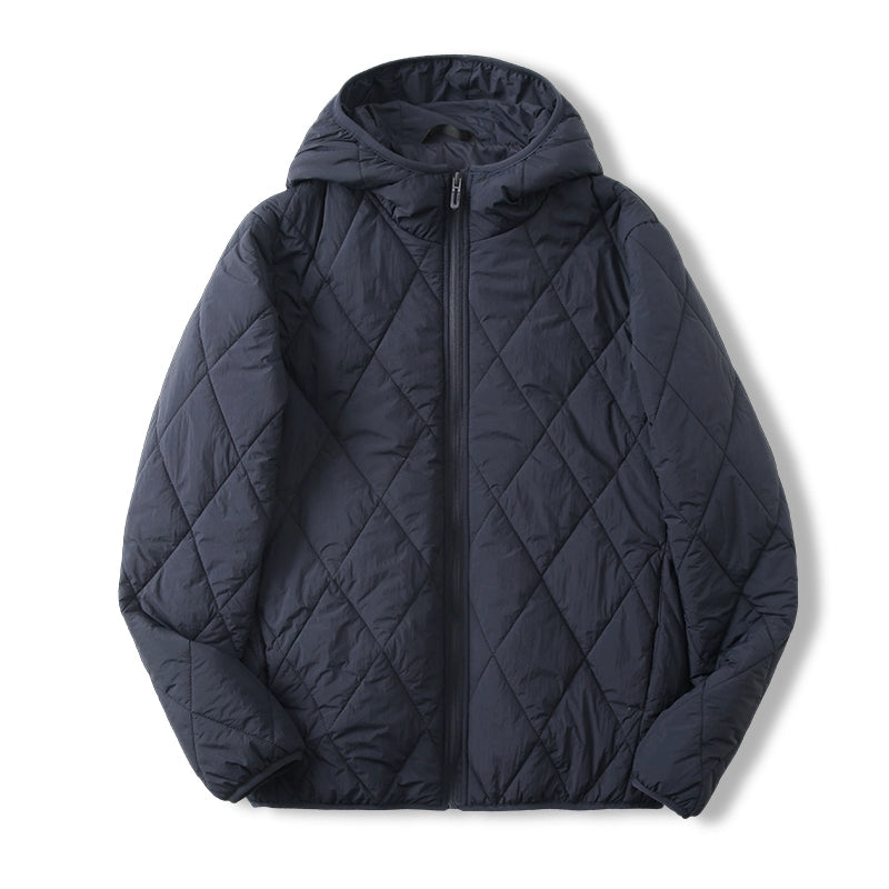 Light and warm mulberry silk men and women outdoor windproof hooded rhombus cotton clothes cotton jacket men and women - Seldom Seen Styles