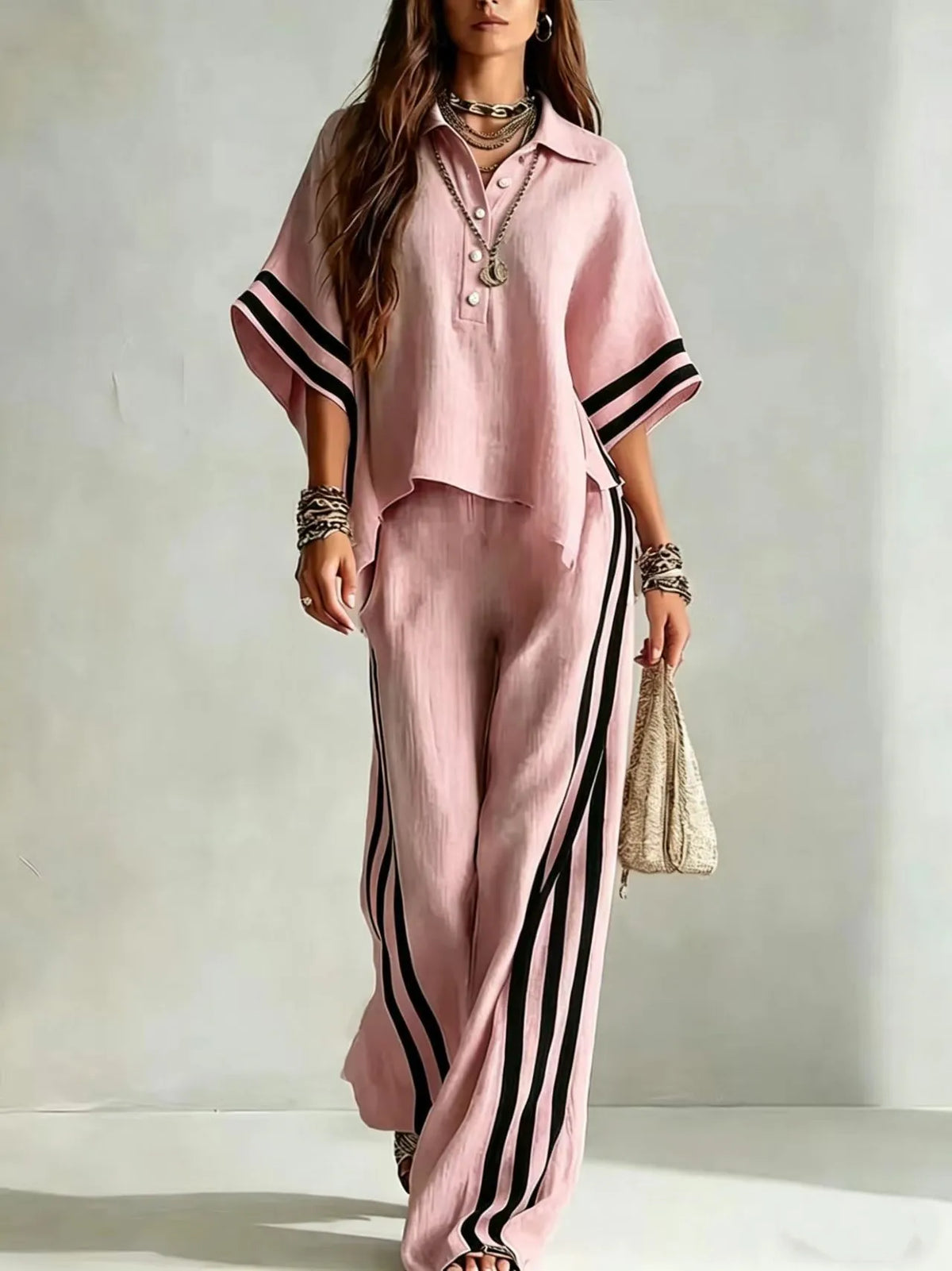 Marlena Striped Wide Leg Pant Set - Seldom Seen Styles