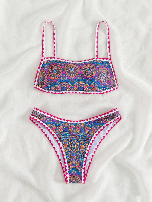 Bathing Suit for Women Two Piece Floral Print Tie Back Swimsuit Bikini Sets - Seldom Seen Styles