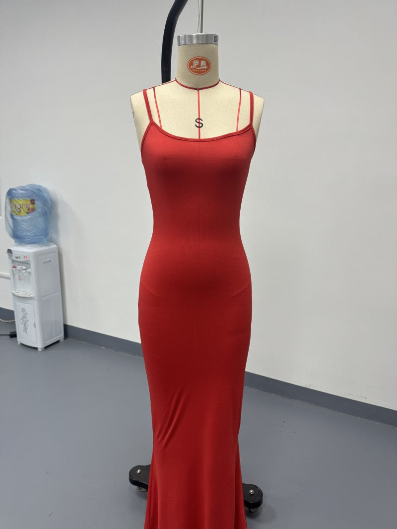 Women's Bodycon Maxi Dress Spaghetti Strap Slim Fit Lounge Dress Casual Sleeveless Dress