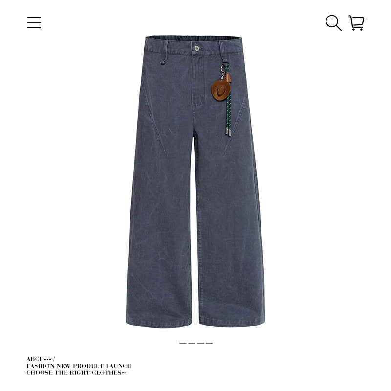 Seakoff Vintage Mud-Washed Trousers with Cowboy Hat Keychain