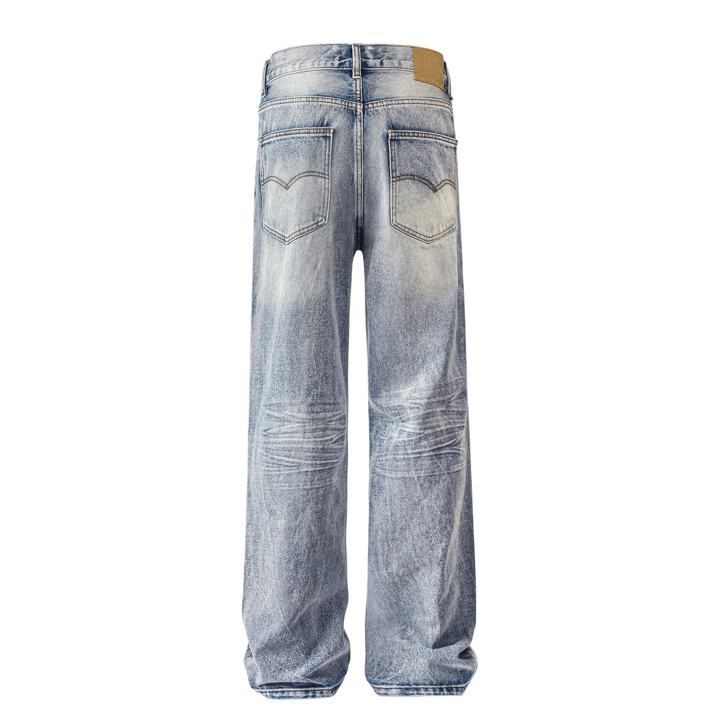 Seakoff Vintage Washed Wide-Leg Distressed Jeans