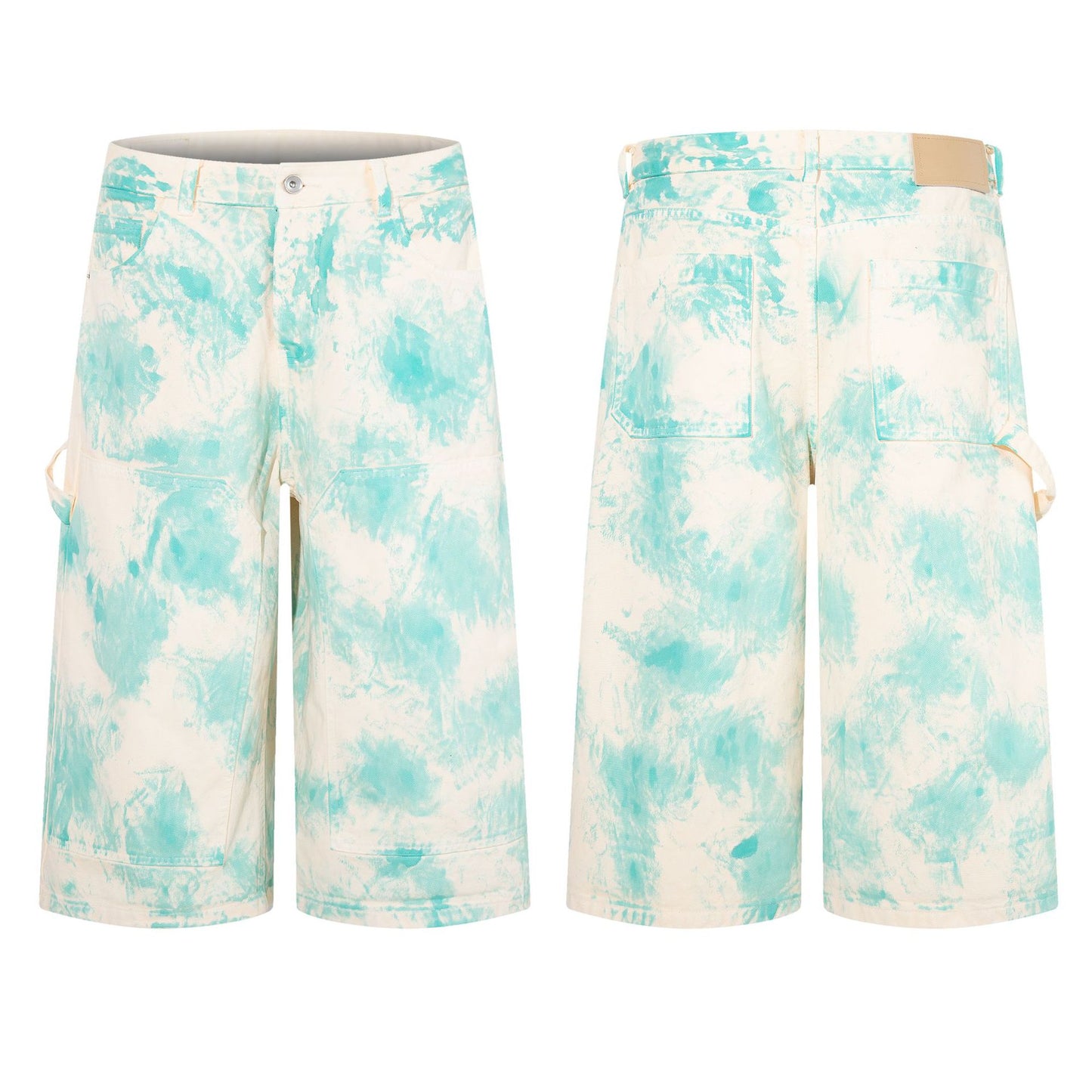Hand-Painted Heavyweight Denim Shorts Loose Hip Hop Vintage American Street Trendy Casual Cropped Pants | Paint Shorts