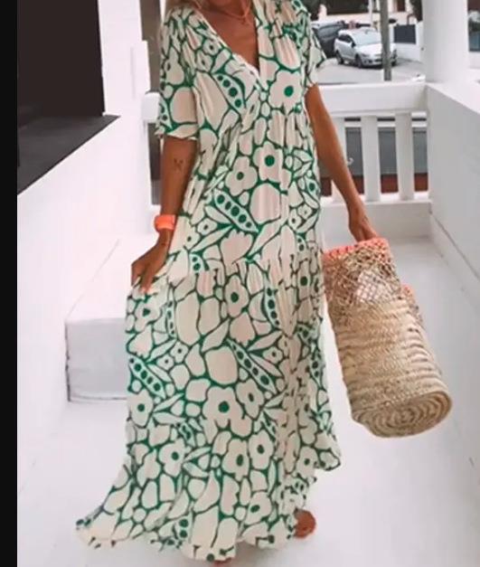 Women's Floral Maxi Dress Deep V Neck Boho Summer Beach Dress - Seldom Seen Styles