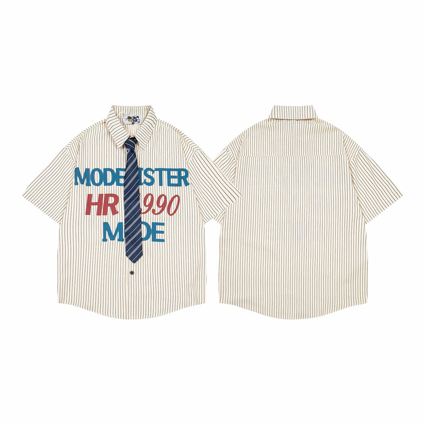 Mode 1990 Casual Business Oversized Tie Shirt