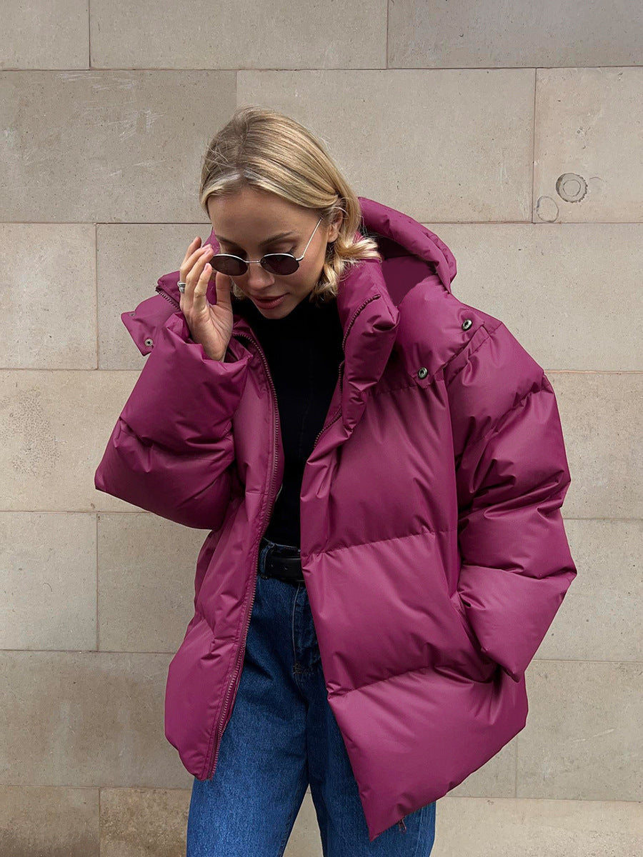 Women's 2025 Autumn Winter Europe America Loose Cotton Puffer Jacket Oversized Casual Unisex Coat 8 Colors | Color Pop Puffer