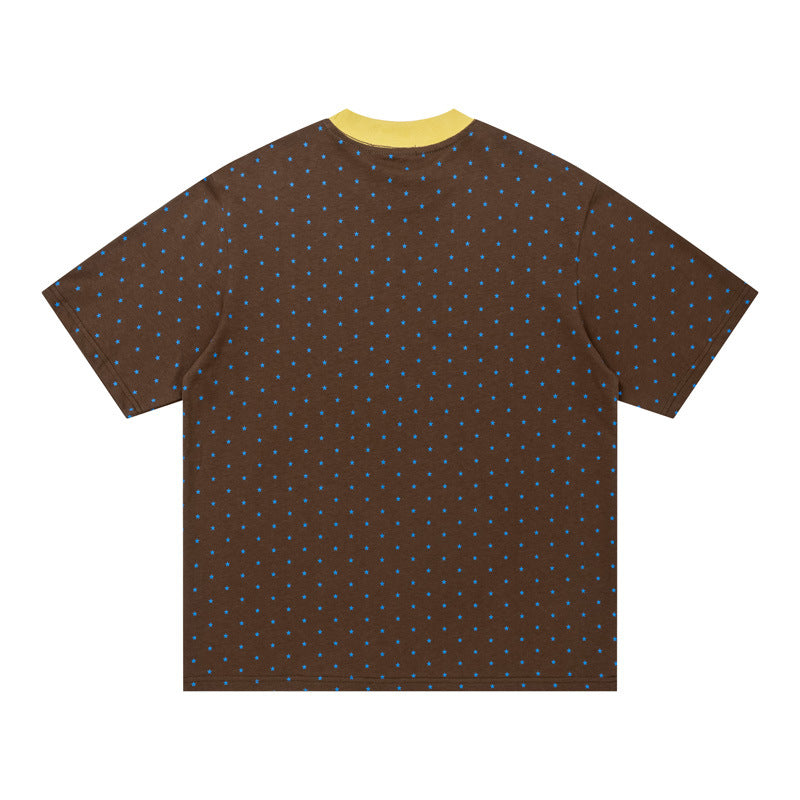 Crew Neck Short Sleeve Polka Dot Cartoon Graphic Print T-Shirt Loose Oversized Japanese Style Casual Couple Summer Top | Dot Munch
