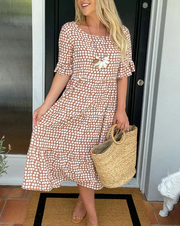 Michele™ | Relaxed Midi Dress With Dots - Seldom Seen Styles
