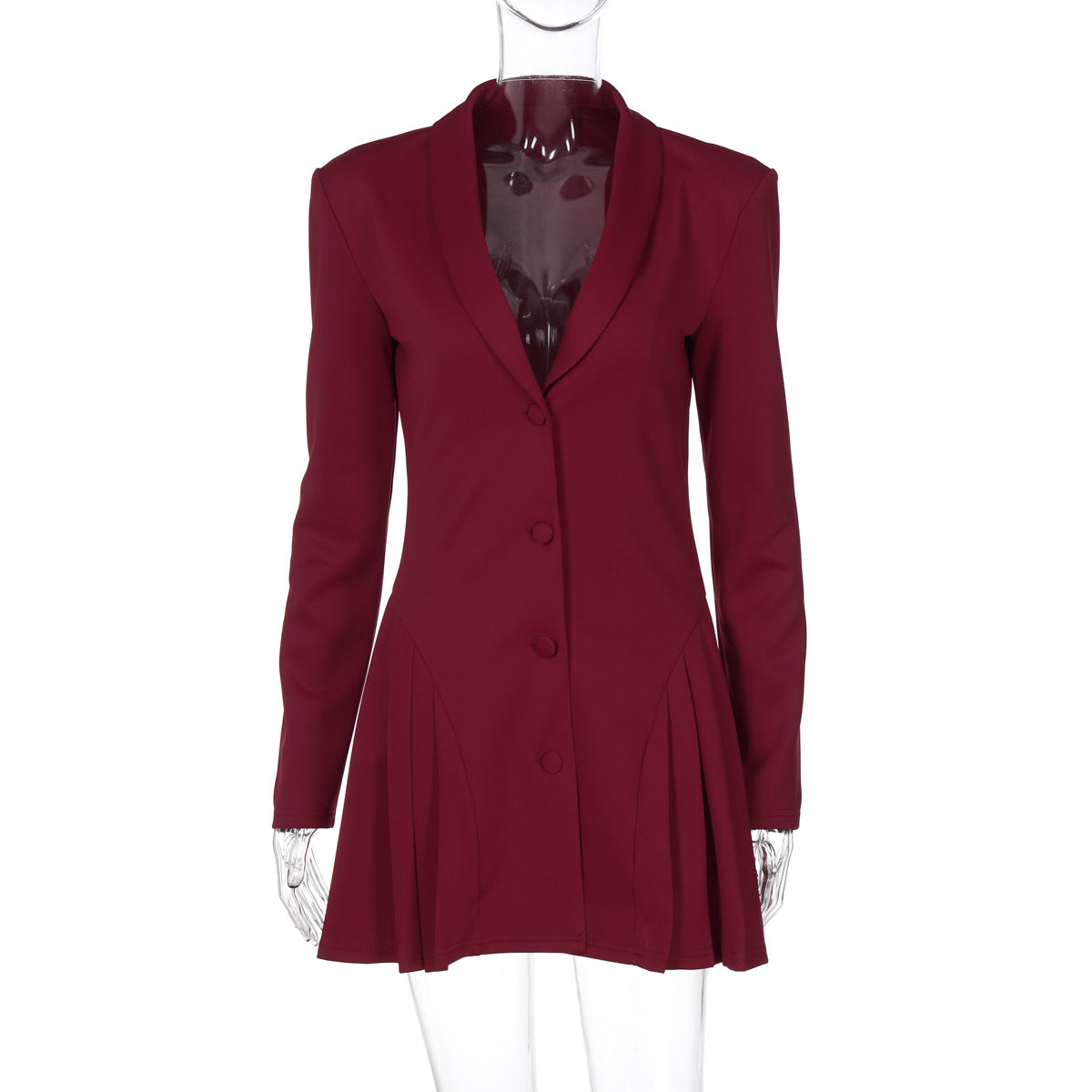 New solid color sexy dark V suit neck cardigan royal sister style short ruffle edge dress women - Seldom Seen Styles