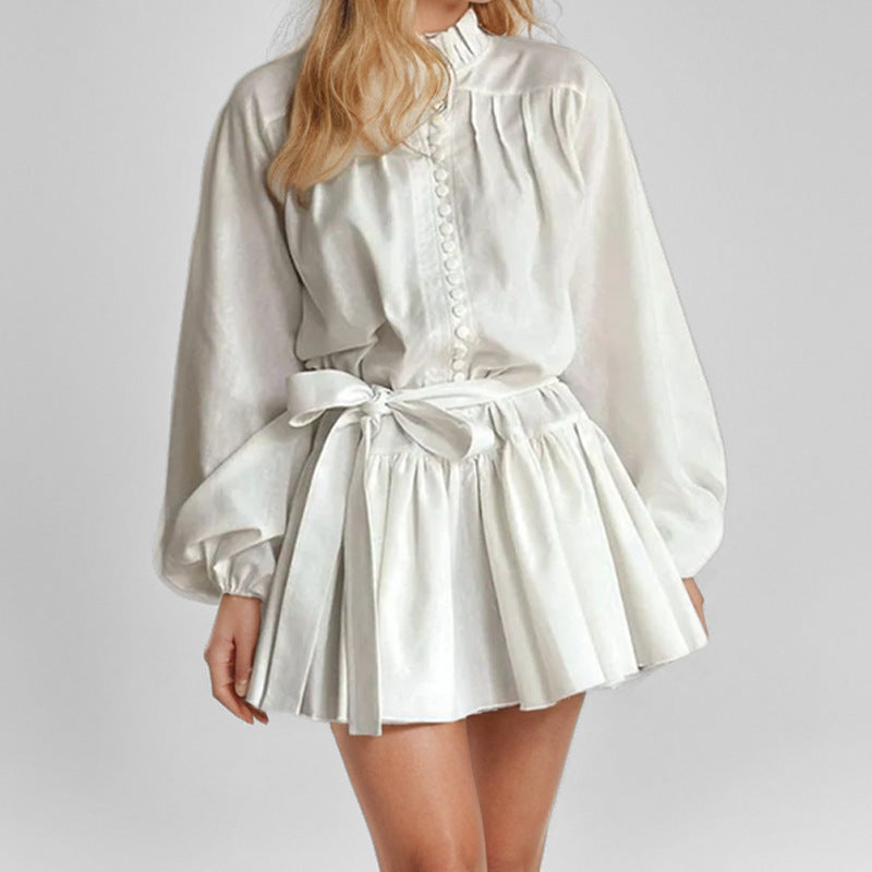 Women's Vintage Floral Print Mini Dress Long Sleeve Belted Boho Elegant Dress - Seldom Seen Styles