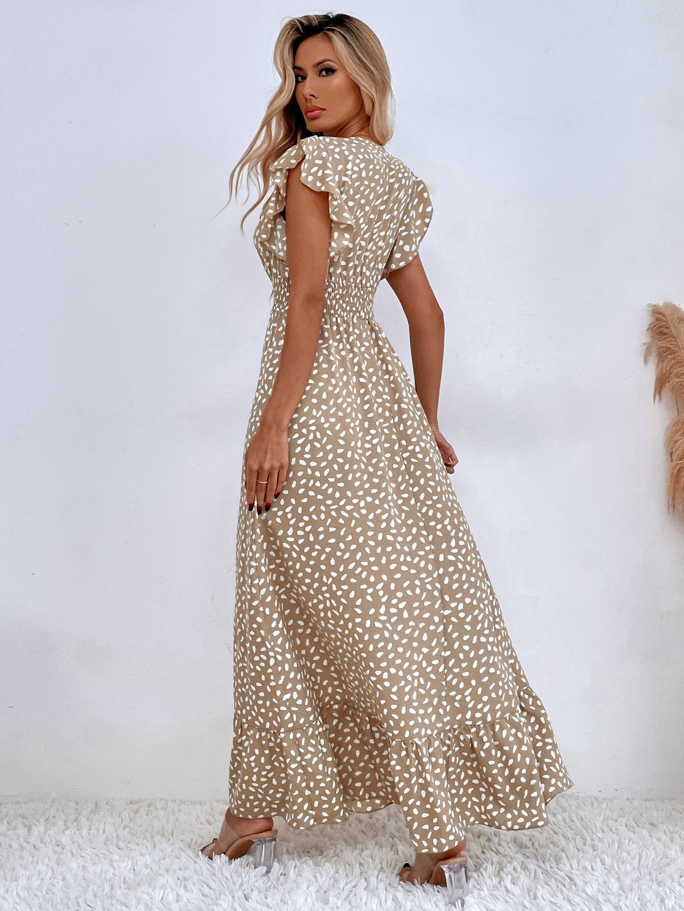 Women's Floral Maxi Dress V Neck Ruffle Sleeve Elegant Summer Dress - Seldom Seen Styles