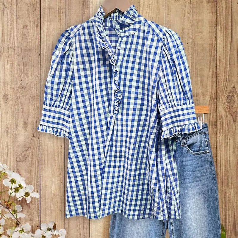Picniq™ - Gingham Ruffle Blouse - Seldom Seen Styles