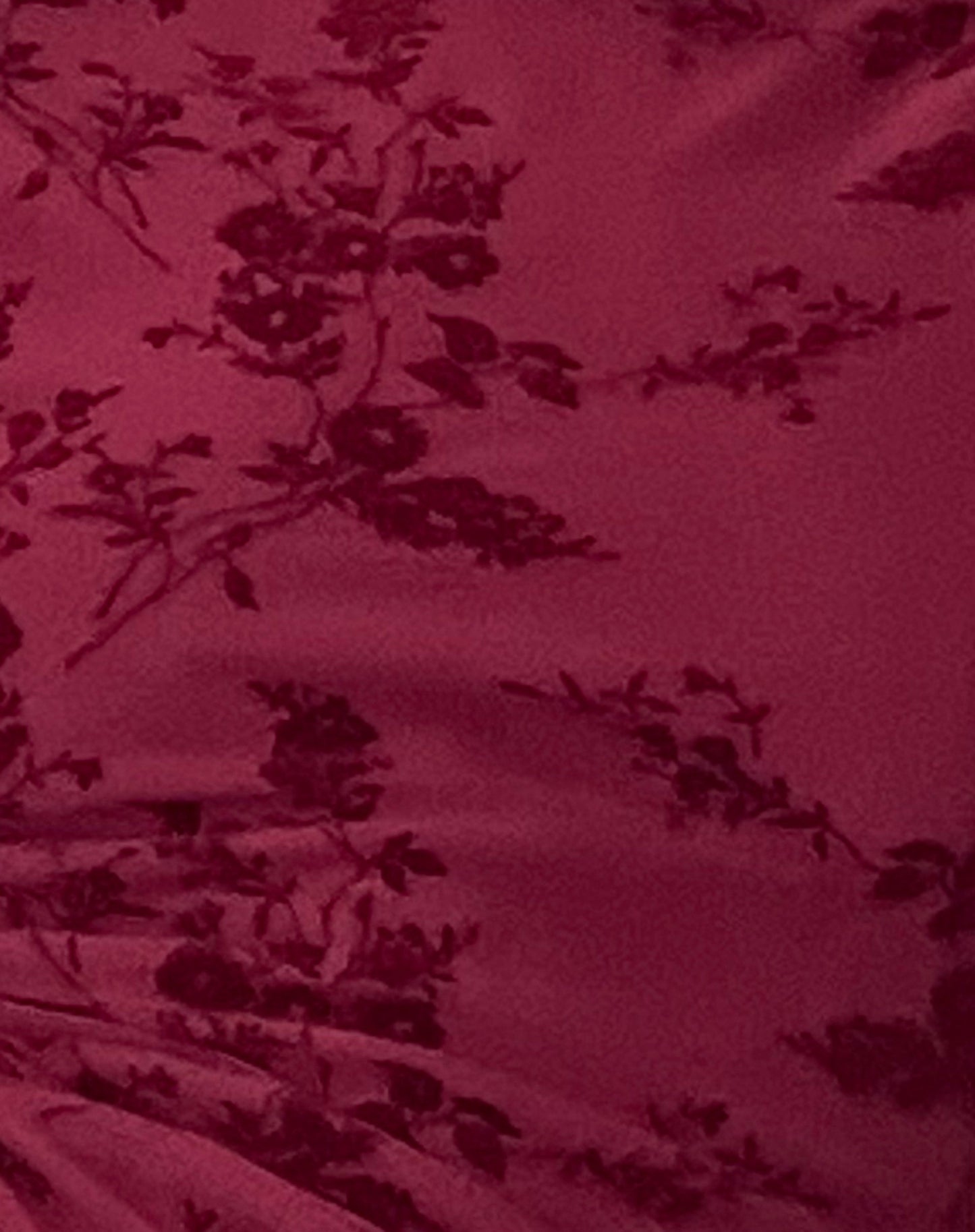 Sevila Long Sleeve Mini Dress in Flocked Botanical Flower Maroon - Seldom Seen Styles