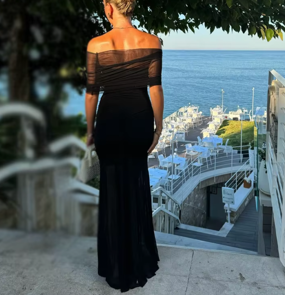 WANDA OFF THE SHOULDER SHEER DRESS - Seldom Seen Styles