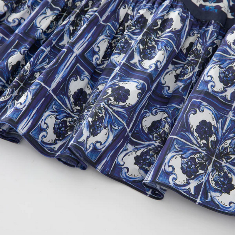 Porcelain Print A-Line Maxi Dress - Seldom Seen Styles