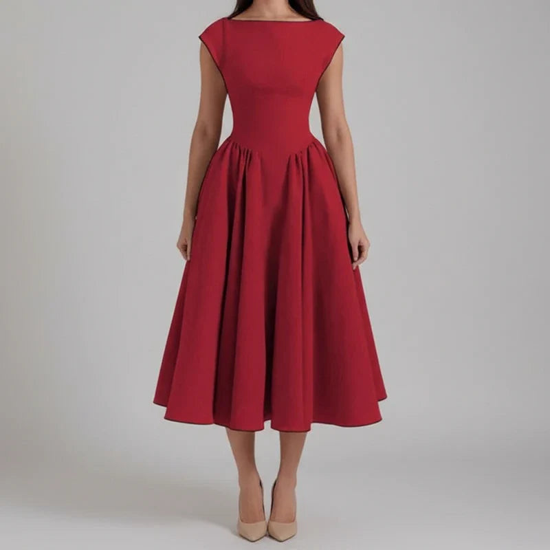 Nina | Women's Sleeveless A-Line Midi Dress - Seldom Seen Styles
