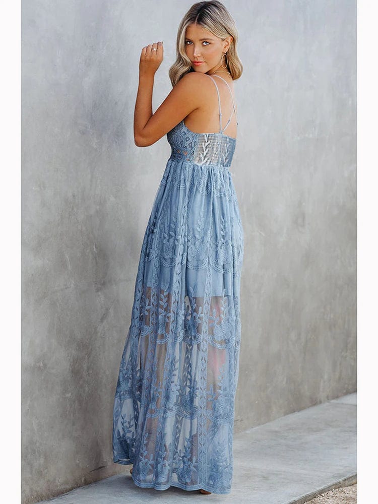 Spaghetti Strap Lace Boho Maxi Dress - Seldom Seen Styles