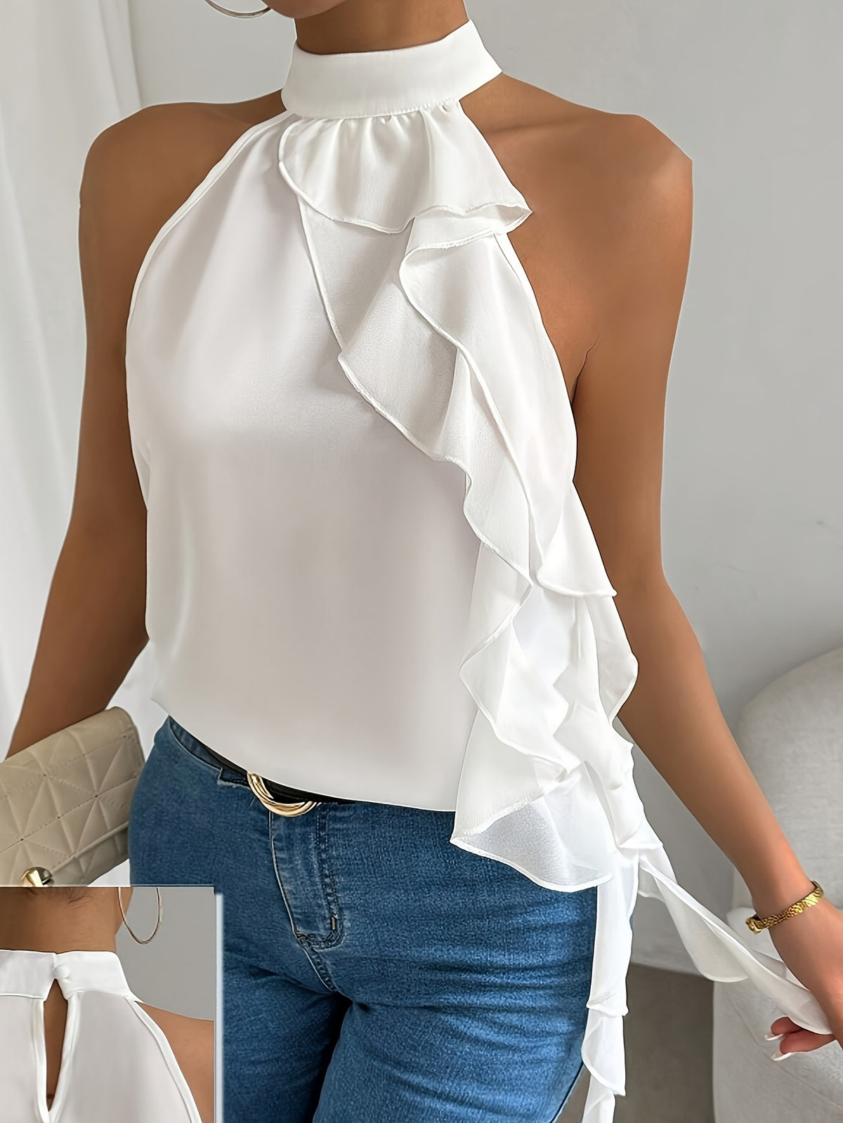 Spring and summer women's backless niche neck sleeveless vest shirts, tops - Seldom Seen Styles
