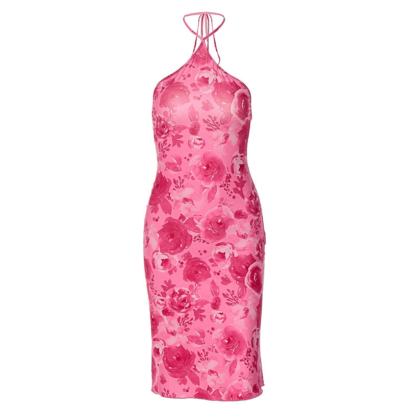 Summer New Women's Halterneck Chest Wrap Fashion Printed Dress Women - Seldom Seen Styles